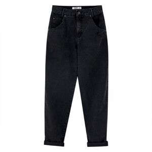 Pull&Bear Black Slouchy Lightly Distressed Mom Jeans